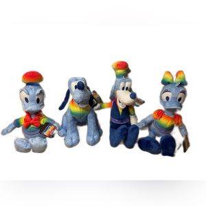 Set Of 4 Disney Rainbow Collection Plushes NWT